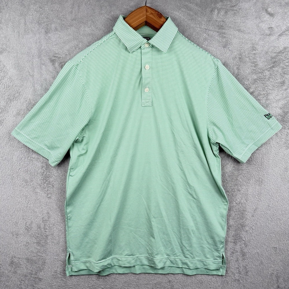 FootJoy Prairie View Golf Course Polo Mens L Green Stripe Performance Preppy